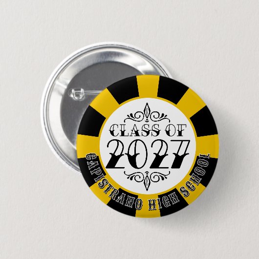 Tat-Style Gray Afstudeerklas van 2027 Ronde Button 5,7 Cm (Voorkant /achterkant)