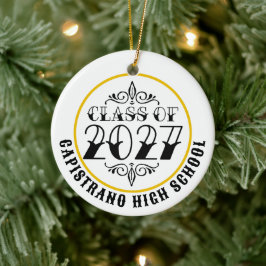Tat-Style Gray Class of 2027 Photo Graduation Keramisch Ornament
