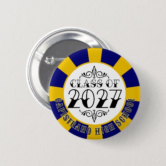 Tat-Style Gray Klasse van 2027 Afstuderen Ronde Button 5,7 Cm (Voorkant /achterkant)