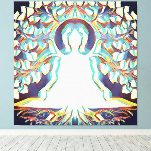 Tat Tvam Asi | White Aura, Buddha Canvas Afdruk (Insitu (Houten vloer))