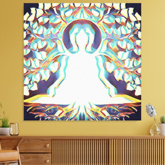 Tat Tvam Asi | White Aura, Buddha Canvas Afdruk (Insitu (Woonkamer))
