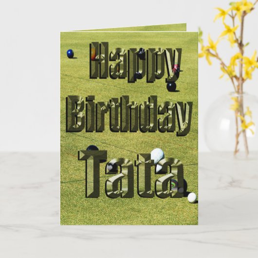 Tata Happy Birthday Lawn Bowls Birthday Kaart (Gele Bloem)