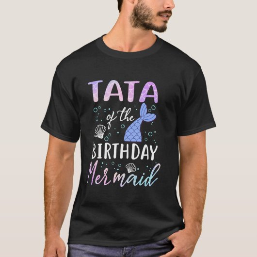 Tata van de verjaardag Zeemeermin Matching Family  T-shirt (Voorkant)