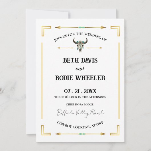 Tatanka Bison Yellowstone Westerne ranch uitnodigi Kaart (Voorkant)