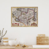 Tatary Antiek Map of Central and Northern Asia Poster (Keuken)
