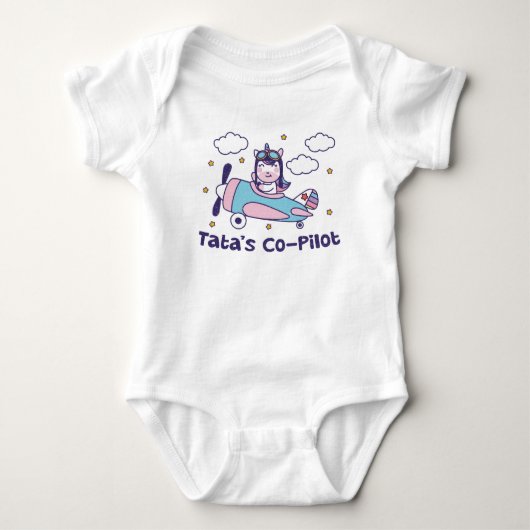 Tata's Co-Pilot - Eenhoorn Vliegtuig Romper (Voorkant)