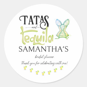Tatas & Tequila Moderne Bruidsfeest Borrel Fiesta Ronde Sticker