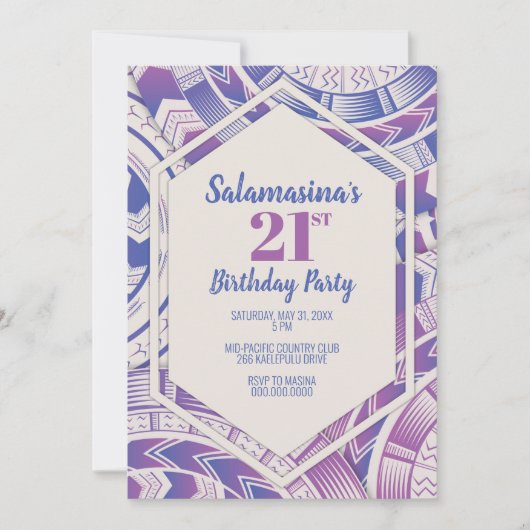 Tatau Paarse & Blauwe Diamanten Uitnodiging (Voorkant)