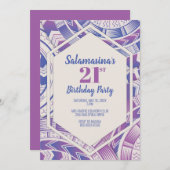 Tatau Paarse & Blauwe Diamanten Uitnodiging (Voorkant / Achterkant)