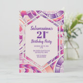 Tatau Roze, Oranje & Paarse Diamanten Uitnodiging (Staand voorkant)