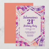 Tatau Roze, Oranje & Paarse Diamanten Uitnodiging (Voorkant / Achterkant)