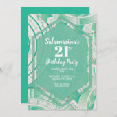 Tatau Teal Diamanten Uitnodiging (Voorkant / Achterkant)