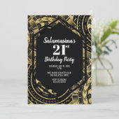 Tatau Zwart en Glitter Diamond Uitnodiging (Staand voorkant)