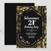 Tatau Zwart en Glitter Diamond Uitnodiging (Voorkant / Achterkant)