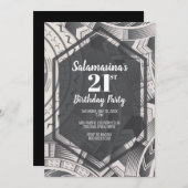 Tatau Zwart & Wit Diamant Uitnodiging (Voorkant / Achterkant)