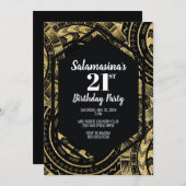 Tatau Zwarte en Glitter Diamanten Uitnodiging (Voorkant / Achterkant)