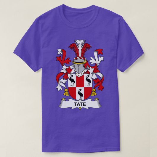 Tate Coat of Arms Family Crest T-shirt (Design voorkant)