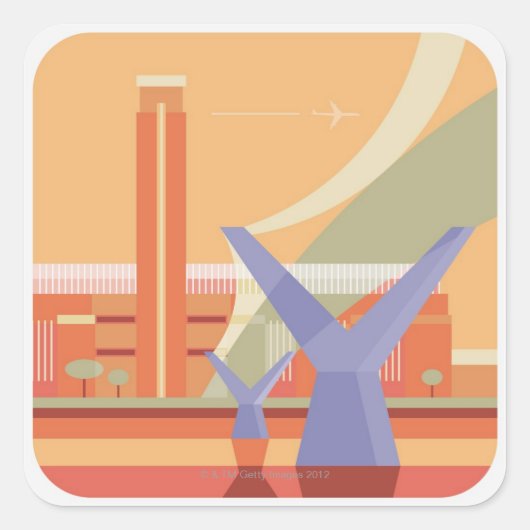 Tate Gallery en Millennium Bridge Vierkante Sticker (Voorkant)