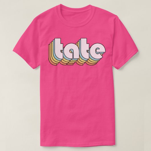 Tate Retro Rainbow Typografie Vervaagd Stijl T-shirt (Design voorkant)
