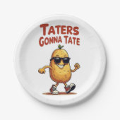 Taters Gonna Tate - Funny Potato Attitude Papieren Bordje (Voorkant)