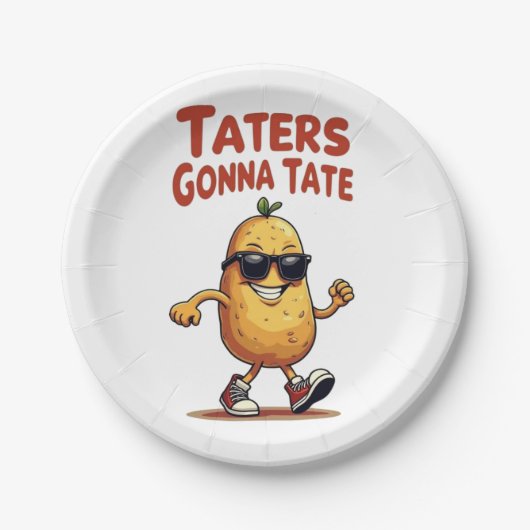 Taters Gonna Tate - Funny Potato Attitude Papieren Bordje (Voorkant)