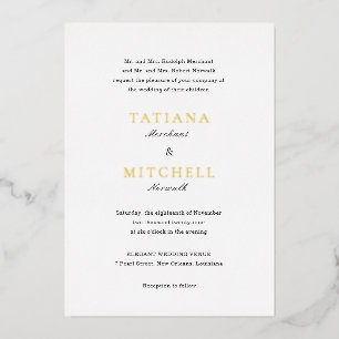 Tatiana Classic Elegant Huwelijk Folie Uitnodiging