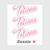 Tatiana Naam Roze Cursief x3 Sticker (Vel)