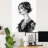 Tatjana Patitz illustratie Poster (Thuiskantoor)