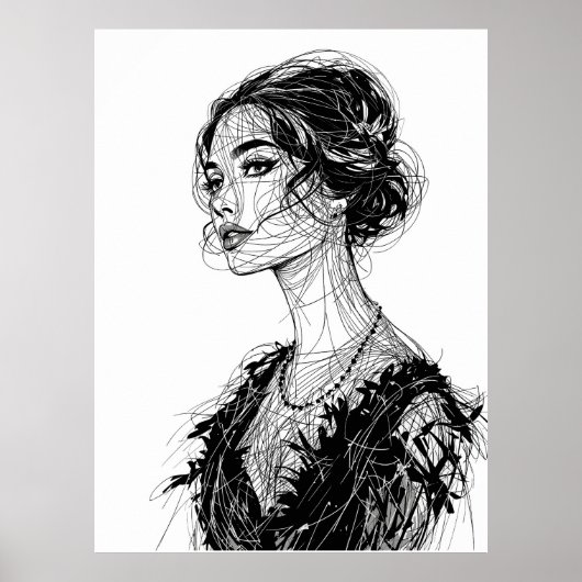 Tatjana Patitz illustratie Poster (Voorkant)