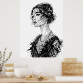 Tatjana Patitz illustratie Poster (Keuken)