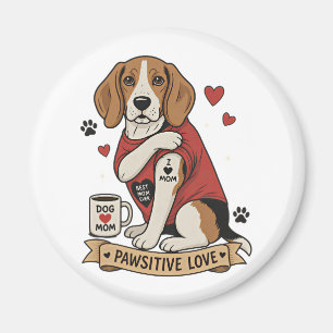 Tatoeage Beagle Hond Illustratie I Hart Moeder Magneet