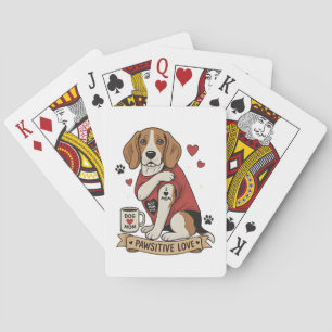Tatoeage Beagle Hond Illustratie I Hart Moeder Pokerkaarten