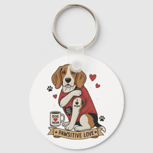Tatoeage Beagle-hond Illustratie I Hart Moeder Sleutelhanger