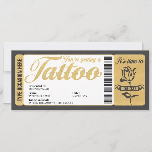 Tatoeage Cadeaubon Certificaat Ticket Gift Card Kaart (Voorkant)