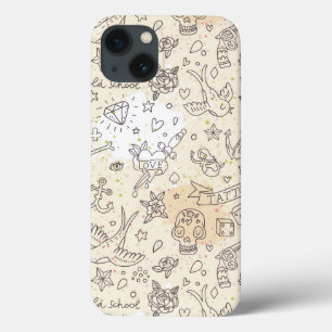 Tatoeage concept patroon iPhone 13 hoesje