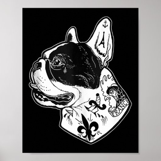 Tatoeage Franse Bulldog Tank Top Poster (Voorkant)