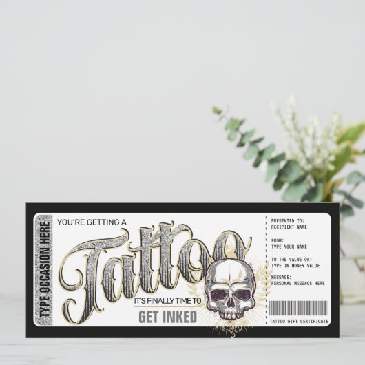 Tatoeage Get Inked Cadeaubon Gift Card Kaart (Staand voorkant)
