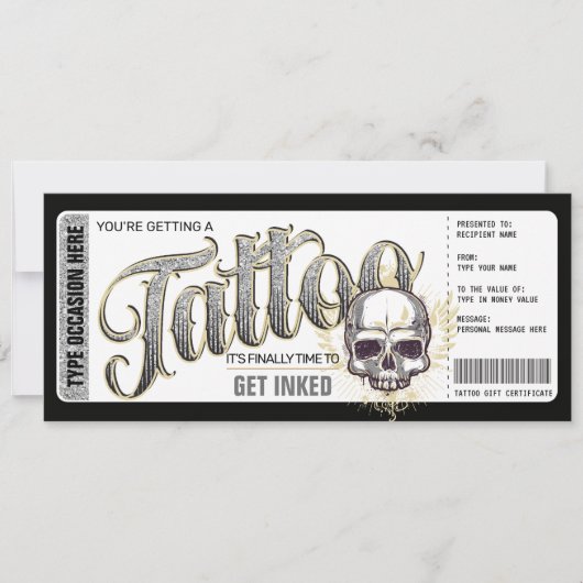 Tatoeage Get Inked Cadeaubon Giftcard Kaart (Voorkant)