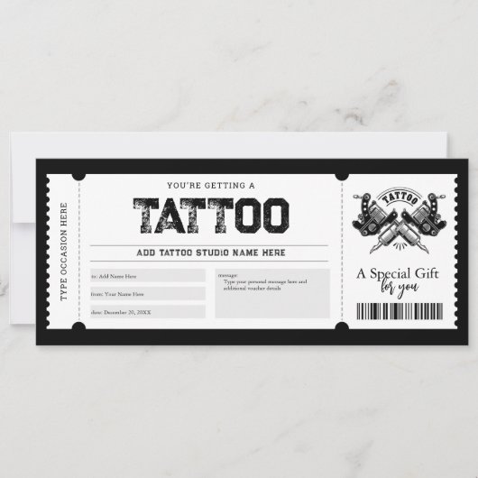 Tatoeage Get Inked cadeaubon  Kaart (Voorkant)