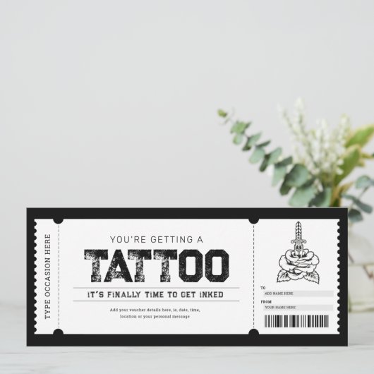Tatoeage Get Inked Cadeaubon Kaart (Staand voorkant)