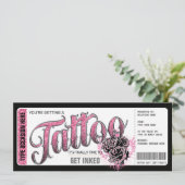 Tatoeage Get Inked Cadeaubon Roze Kaart (Staand voorkant)
