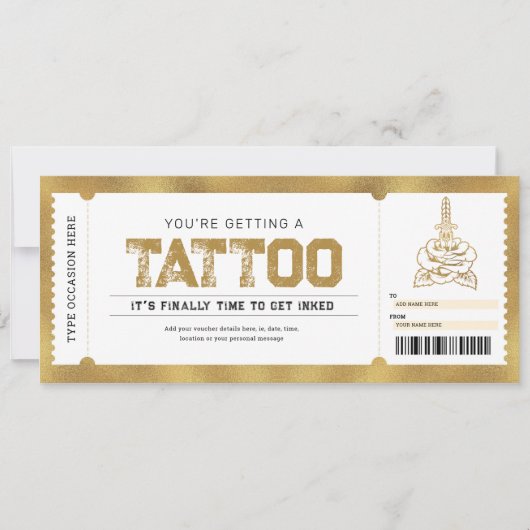 Tatoeage Get Inked Gold Cadeaubon Kaart (Voorkant)
