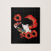 Tatoeage getatoeëerde meisje tussen klaprozen Kuns Legpuzzel (Verticaal)