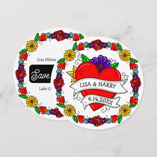 Tatoeage Graffiti Kunststijl Trouwen Bewaar de da Kaart (Voorkant / Achterkant)