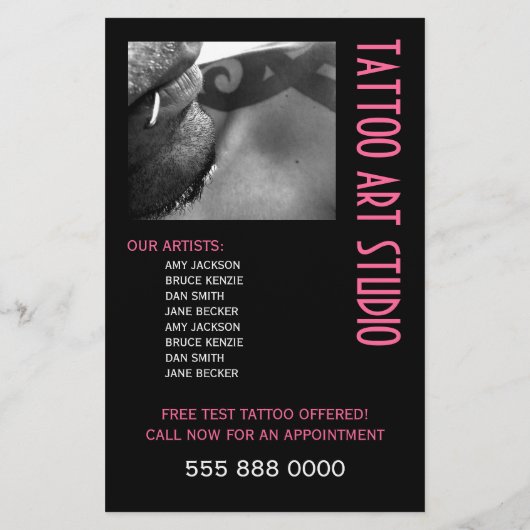 Tatoeage Kunststudio Flyer (Achterkant)