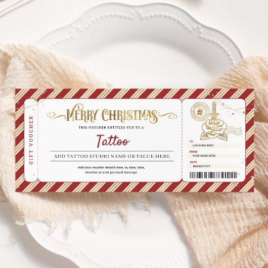 Tatoeage laat je inkten cadeau kerst ticket vouche kaart