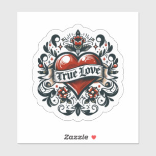 Tatoeage met echt hart kunstzinnig bekijken sticker