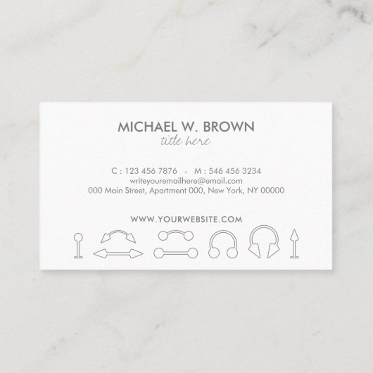 Tatoeage met lichaams-piercing visitekaartje (Achterkant)