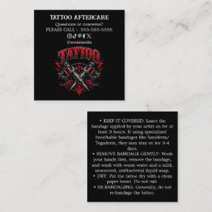 Tatoeage Nazorg Instructies Visitekaartje