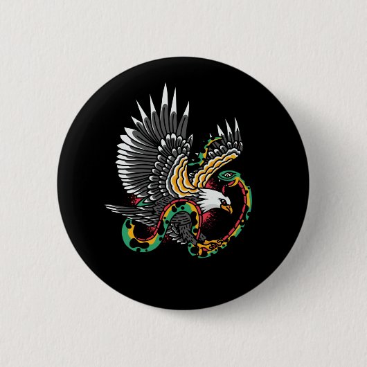 Tatoeage ontwerp adelaar vs slang ronde button 5,7 cm (Voorkant)